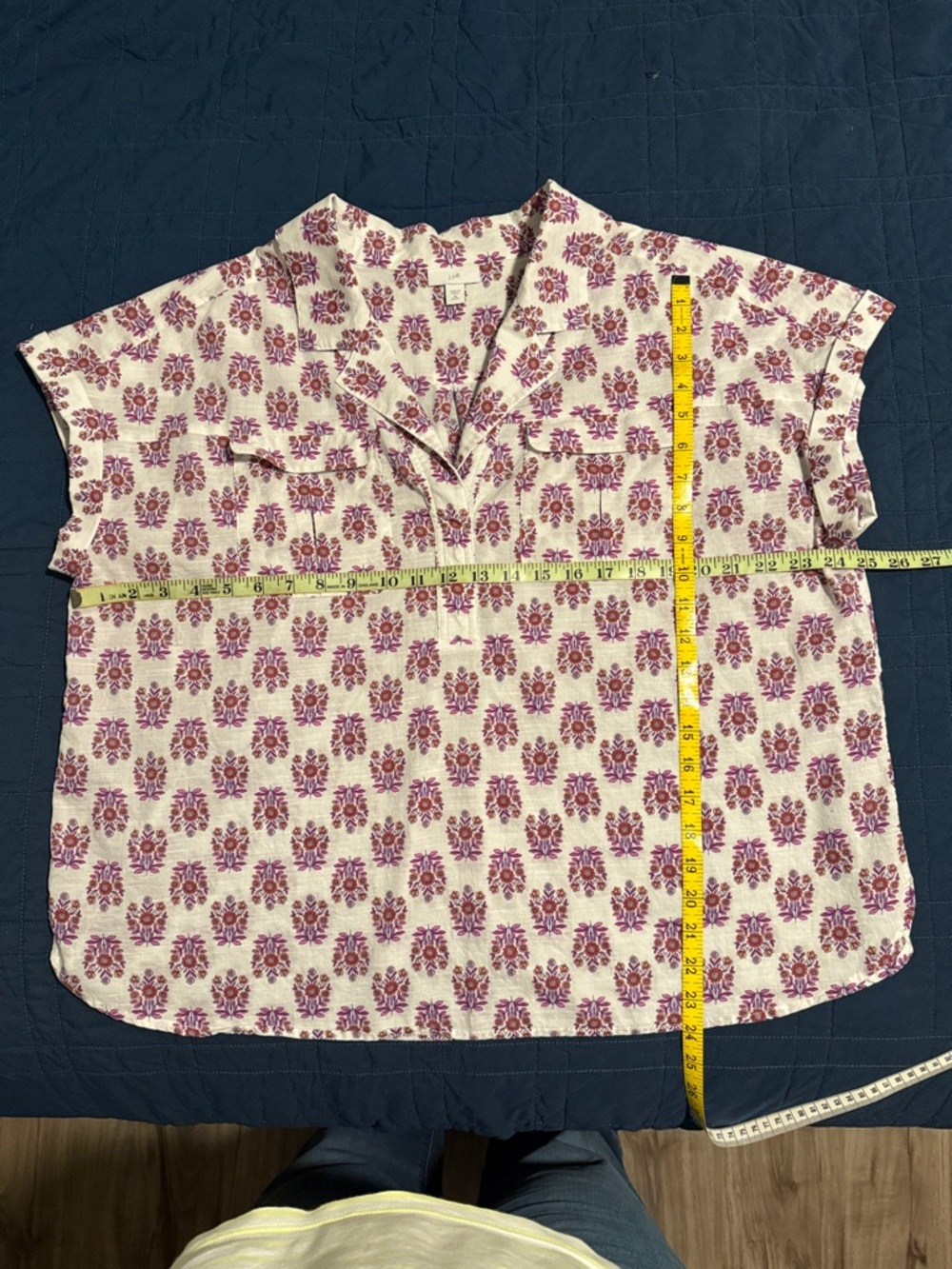 J.Jill Cotton Utility Popover Shirt in White Decorative Stamp Print, XL Petite - Picture 11 of 11
